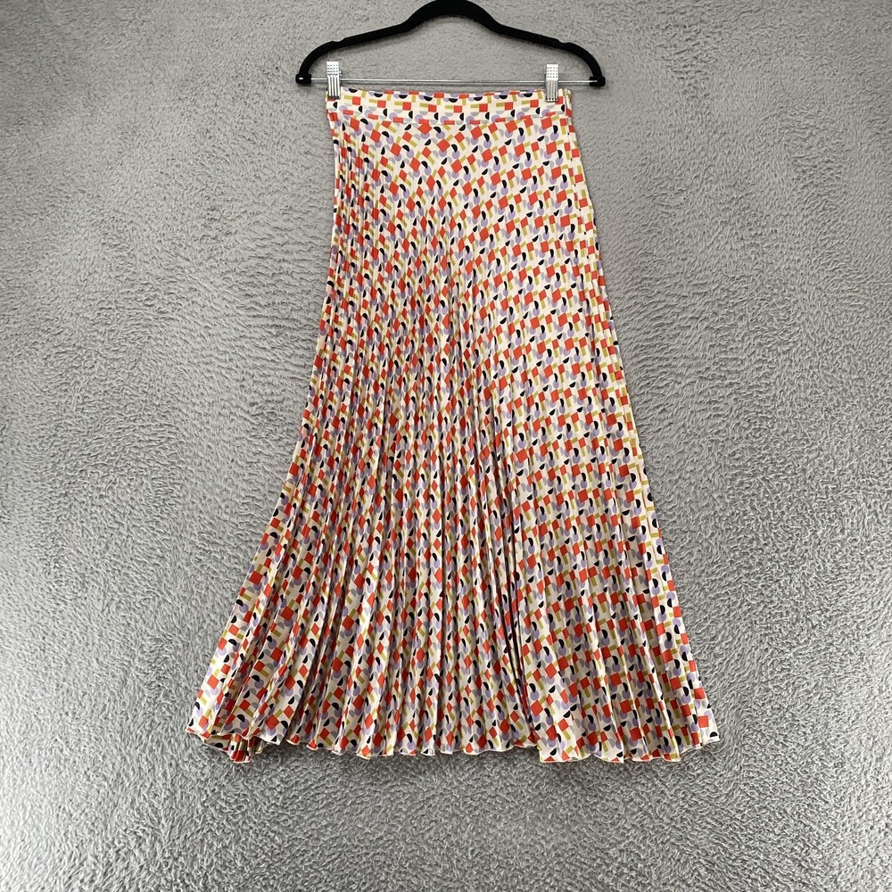Zara Maxi Skirt Womens Small Geometric Pleated Printed Colorful High Rise